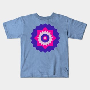 Boho Abstract Bright Pink and Blue Flower Kids T-Shirt